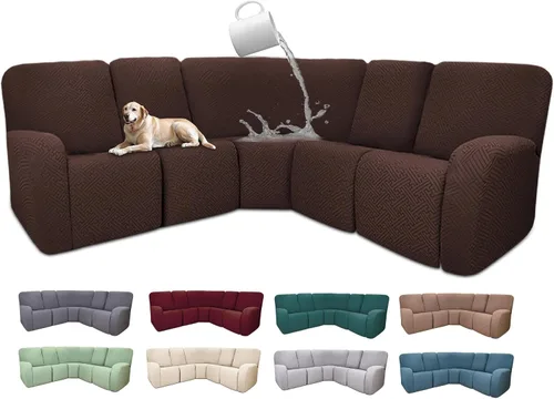 Vista 55 de Fundas de sofá reclinable seccional 100% impermeables para sofá reclinable en forma de L, funda de sofá modular de esquina en forma de L, fundas