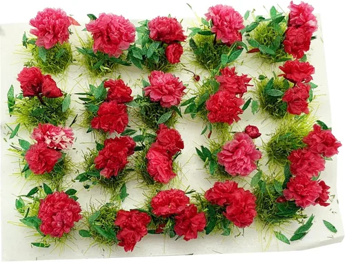 Vista 3 de 20 mechones de hierba de flores en miniatura para casa de muñecas para Rojo