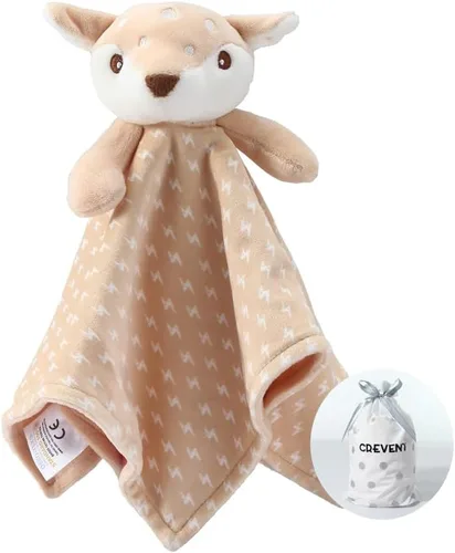 Vista 7 de CREVENT Manta acogedora de seguridad para bebés y niños, diseño de lunares Minky frontal + respaldo de sherpa con cara de animal (oso azul)