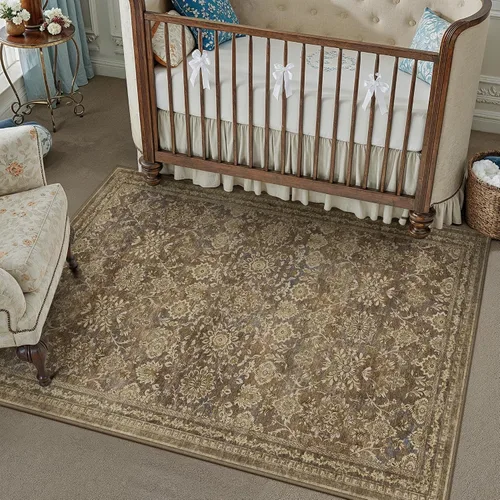 Vista 124 de PureCozy Alfombra de área beige de 2 x 3 pulgadas, lavable, vintage, pequeña, para entrada, cocina, suave, retro, floral, de pelo bajo, tapete
