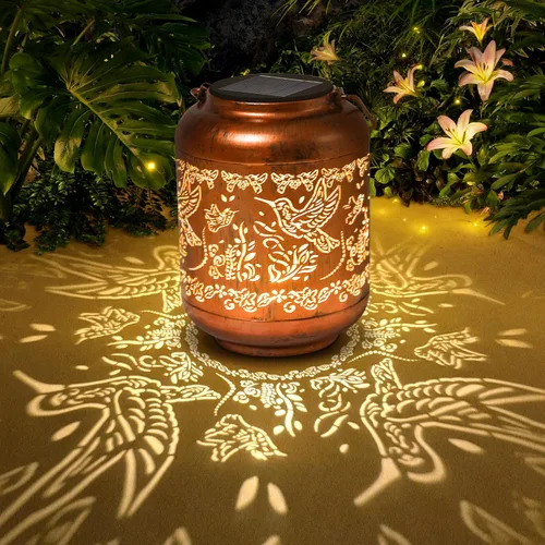 Vista 10 de Regalos de cumpleaños para mujeres, mamá, abuela, faroles solares de mariposa para exteriores, impermeables, cobre metal, luces solares colgantes
