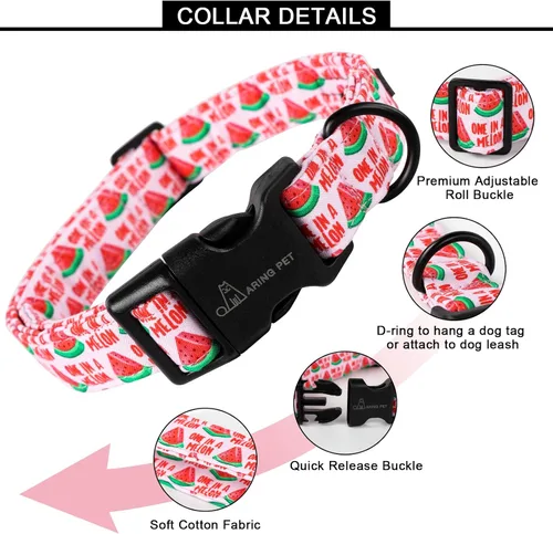 Vista 2 de Aring Pet Collar de algodón, ligero y ajustable, con hebilla de liberación rápida, para perros pequeños, medianos y grandes, para cachorros, M