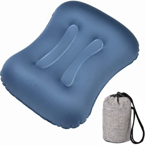 Vista 2 de Almohadas inflables ultraligeras para campamento: compresibles, compactas, inflables, cómodas, ergonómicas para soporte de cuello y lumbar mientras