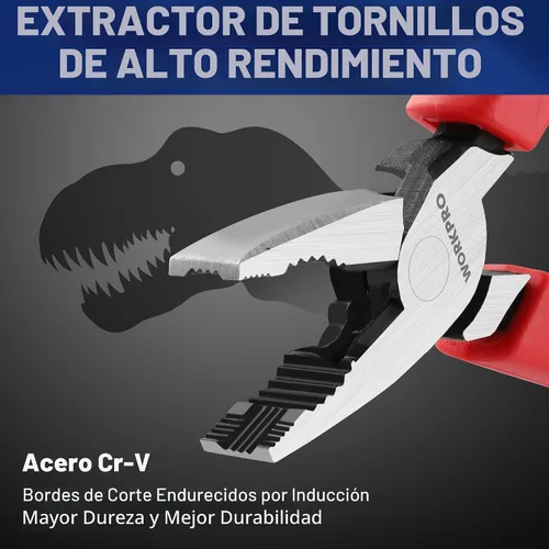 Vista 2 de WORKPRO Alicates extractores de tornillos Linesman S de 6.5 pulgadas (alicates combinados) con mordazas antideslizantes únicas, herramienta