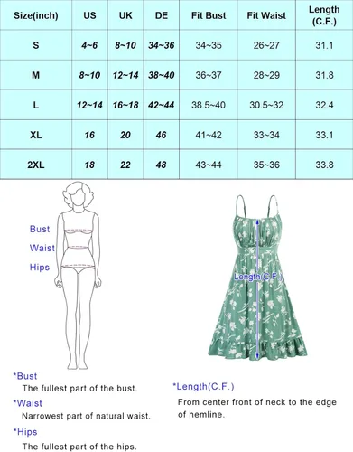 Vista 3 de GRACE KARIN Vestido floral con tirantes delgados para mujer, dobladillo con volantes, plisado, casual, vestido de verano, bohemio, vestido de playa