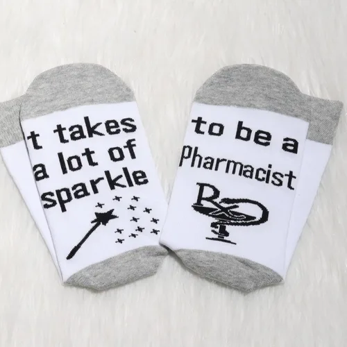 Vista 2 de JNIAP Calcetines de farmacéutico regalo de farmacéutico 2 pares de calcetines de técnico de farmacia para estudiantes de medicina regalos