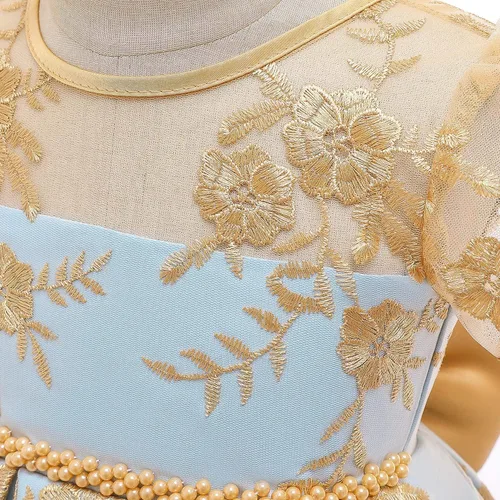 Vista 5 de NNJXD Vestido de princesa para bebé, con flores, para cumpleaños, bodas, fiestas