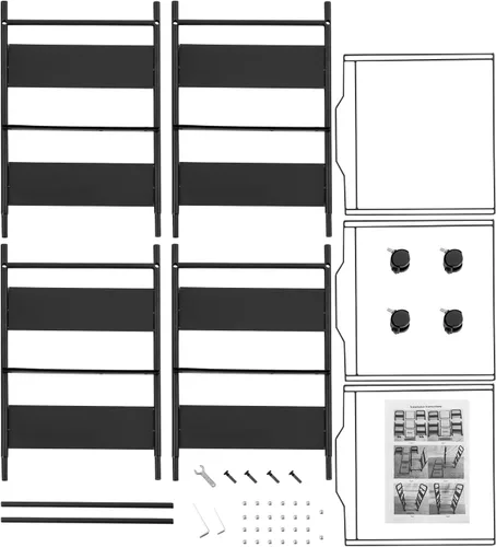 Vista 7 de Carros de archivos de metal de 3 niveles con ruedas, archivos colgantes para tamaño carta, carpeta de archivos extraíble movible, gabinete, Negro