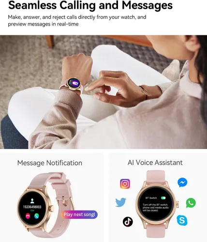 Vista 2 de Relojes inteligentes para mujer, reloj inteligente de seguimiento de actividad física para teléfonos Android/compatible con iPhone, reloj de mujer