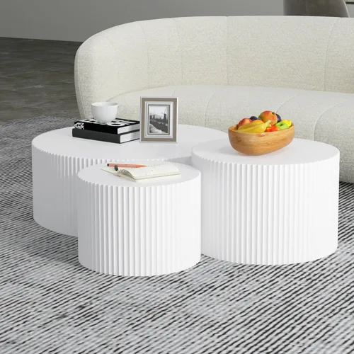 Vista 28 de WILLIAMSPACE Mesa de café lateral pequeña con forma de giro única, mesa de acento final moderna para sofá de sala de estar, estilo retro de granja