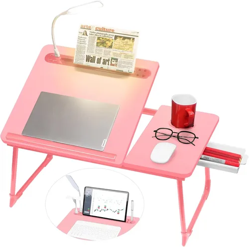 Vista 9 de CloudTrip Plus XL - Escritorio ajustable para laptop con luz, puerto USB, soporte para iPad, almacenamiento de cajón, escritorio ajustable más