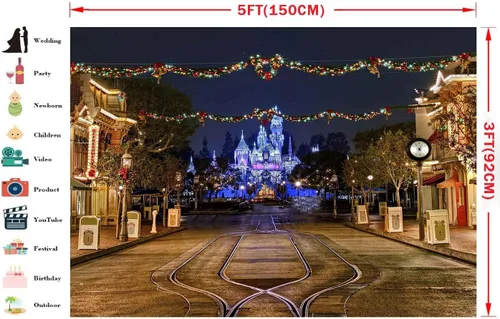 Vista 4 de BJMYMT95 - Telón de fondo para patio de juegos infantil para decoración de fiesta de cumpleaños, parque de atracciones para niños, vista nocturna