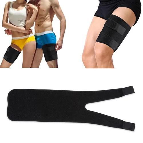Vista 4 de Soporte para muslos, soporte para muslos con tiras antideslizantes de silicona, compresión para los isquiotibiales para hombres y mujeres, soporte