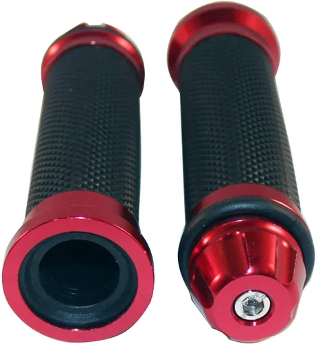 Vista 2 de Puños de gel para manillar negro con tapas de extremo CNC rojas compatibles para Ducati 899 Panigale 2015