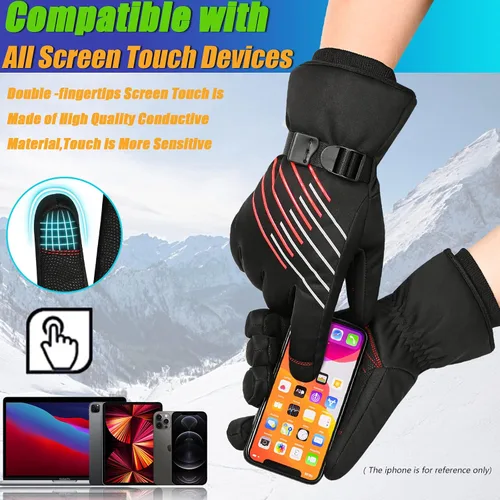 Vista 5 de MOREOK Waterproof & Windproof -10F Winter Gloves for MenWomen, 3M Thinsulate Thermal Gloves Touch Screen Warm Gloves for