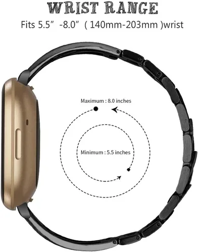 Vista 6 de Pulsera de acero inoxidable compatible con Fitbit Sense 2/Sense/Versa 4/Versa 3, bandas de repuesto brillantes para mujer, pulseras elegantes