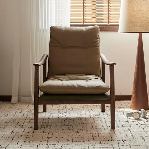 Vista 5 de Silla de escritorio cómoda Silla de madera Silla de comedor Silla de té moderna Silla de té para el hogar Reposabrazos Silla de ocio Silla