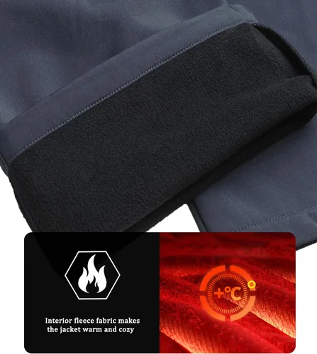 Vista 3 de MAGCOMSEN - Pantalones de invierno para hombre, impermeables, con forro polar pantalones tácticos softshell, para snowboard, esquí, con bolsillos