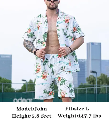 Vista 5 de Hawaiian Suits for Men Regular FitRelaxed Fit Hawaiian Shirts for Men Short Sleeve Casual Shirts