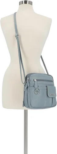 Vista 4 de Solid North South - Bolso cruzado de cuero vegano con 3 compartimentos, 20 x 34 pulgadas