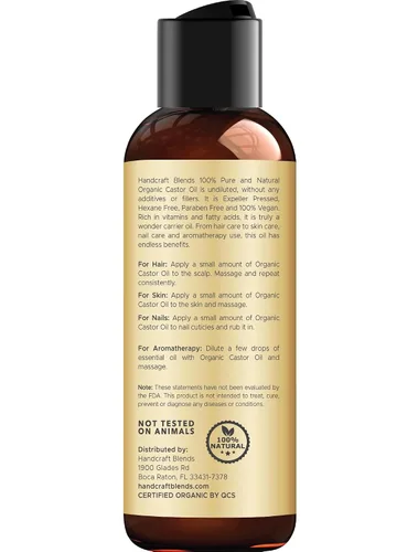 Vista 3 de Handcraft Blends Aceite de ricino orgánico - 4 Fl Oz
