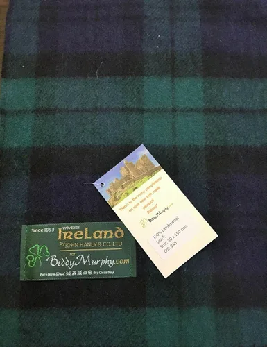 Vista 6 de 100% Irish Lambswool Plaid Scarf, Soft & Warm, Celtic Tartan Pattern, Imported