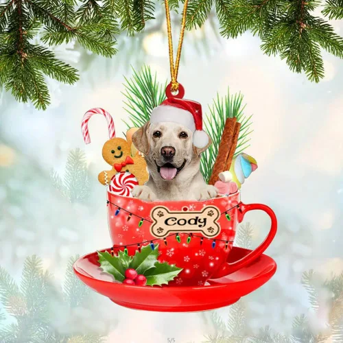 Vista 94 de NAZENTI Adorno personalizado de Alaskan Malamute en taza roja, adorno de Navidad personalizado para perros amantes de las mascotas, colgante