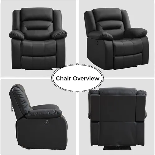 Vista 7 de EBELLO Silla reclinable eléctrica clásica, de piel sintética, silla reclinable eléctrica de gran tamaño con cojín suave y respaldo, sofá con cómodo