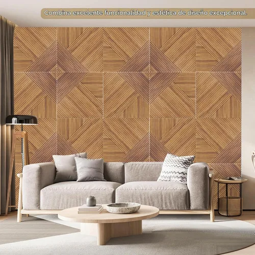 Vista 5 de Paneles acústicos de pared, paquete de 6, 23.6 x 23.6 pulgadas, paneles insonorizados, haya Hayedo