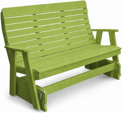 Vista 15 de Amish Made Antique Mahogany 4 ft Outdoor Glider Bench, HDPE Made in USA Fairfax Collection HDPE Poly Lumber Outdoor Glider Bench, All-Weather