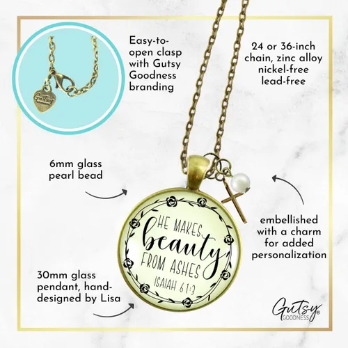 Vista 5 de Gutsy Goodness Faith He Cares - Collares hechos a mano con mensaje para mujer cristiana