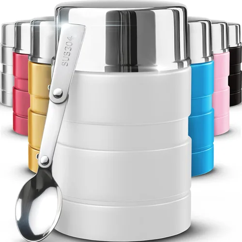Vista 21 de Earth&ME Termo de acero inoxidable para alimentos calientes de 17 onzas con cuchara plegable, recipiente de alimentos aislado al vacío, termo