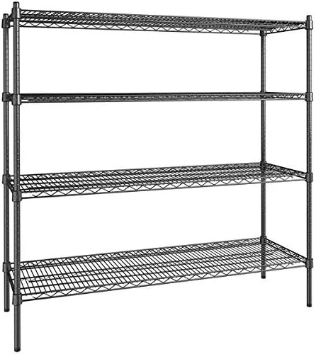 Vista 35 de Kit de 4 estantes de epoxi verde NSF de 21 x 72 pulgadas con postes de 86 pulgadas, estantería de almacenamiento resistente, kit de estantería
