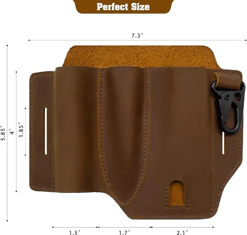 Vista 2 de Jack&Chris Funda multiherramienta EDC de cuero para cinturón, organizador de cinturón EDC para herramientas Leatherman, organizador de bolsillo EDC