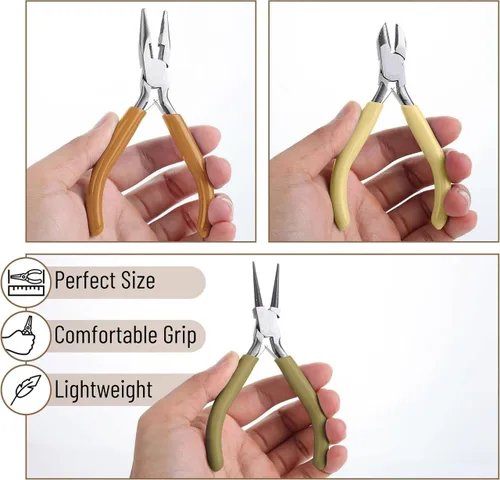 Vista 2 de 3-Piece Jewelry Plier Set, Chain Nose, Round Nose, Wire Cutter, Beading