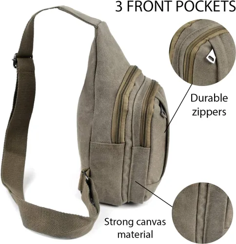 Vista 4 de WESTEND Mochila cruzada de lona con correa ajustable, Mochilas Daypack