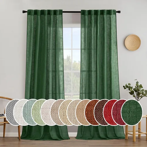 Vista 15 de MIULEE - Cortinas semitraslúcidas suaves y gruesas con textura de lino para cocina y ventana de baño, con trabilla trasera y bolsillo para Blanco