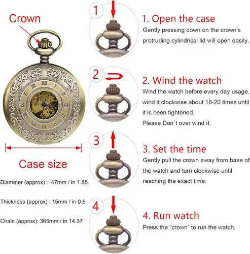 Vista 5 de Carrie Hughes Reloj de bolsillo mecánico rococo steampunk vintage para hombre con cadena regalos de Navidad APW12 retro steampunk