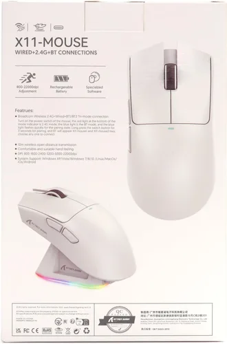 Vista 9 de ATTACK SHARK X11 Ultra-Light Triple Mode Gaming Mouse PAW3311 Sensor óptico 22K DPI 5 botones programables con soporte de carga magnético para Blanco