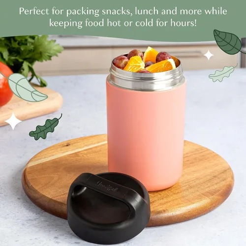 Vista 2 de Goodful Tarro de comida de acero inoxidable, recipiente de almacenamiento de alimentos aislado con sello al vacío de doble pared con asa de Rubor