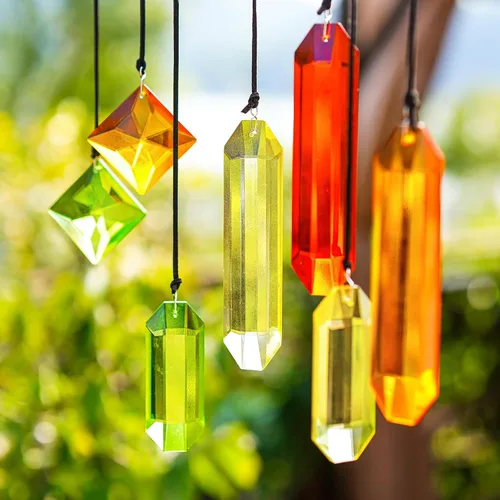 Vista 6 de HDCRYSTALGIFTS 7 piezas de prismas de cristal atrapasoles para colgar en ventanas, atrapasoles de cristal arcoíris colgantes para ventanas