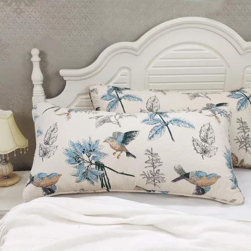Vista 14 de Brandream Fundas de almohada acolchadas 100% algodón, 2 piezas, tamaño estándar, diseño de pájaros de campo americano, decoración de dormitorio