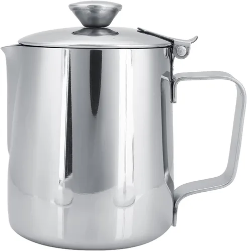 Vista 8 de Gavigain Taza de café de acero inoxidable jarra de espuma de leche con tapa para arte de café con leche (33.8 fl oz)