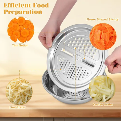Vista 6 de iplusmile Cesta de drenaje multifuncional de acero inoxidable de 10.03 pulgadas con trituradora, colador de cocina para lavar y preparar frutas
