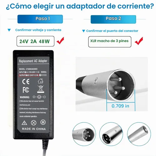 Vista 2 de Cargador de batería de scooter 24V 2A para Schwinn S300 S350 S400 S500 S650