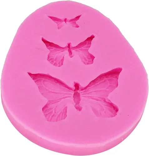 Vista 3 de Lindo molde de mariposa 3D reutilizable de grado alimenticio, moldes de silicona antiadherentes para decoración de tartas, molde de chocolate