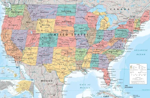 Vista 9 de Trends International Póster de pared de USA Map 2023, 14.72 x 22.37 pulgadas, versión enmarcada de madera de granero