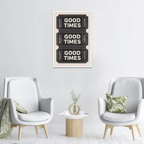 Vista 4 de Póster vintage negro con texto en inglés "Good Times" (Good Times) para habitación negra, estética, arte de pared, bar, carrito, impresiones