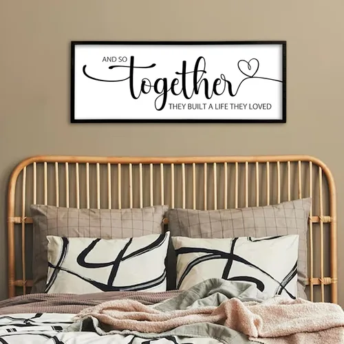 Vista 12 de Decoración de pared de Dulces Sueños sobre la cama de 32"×12" para dormitorio principal, gran letrero de Dulces Sueños, decoración de pared