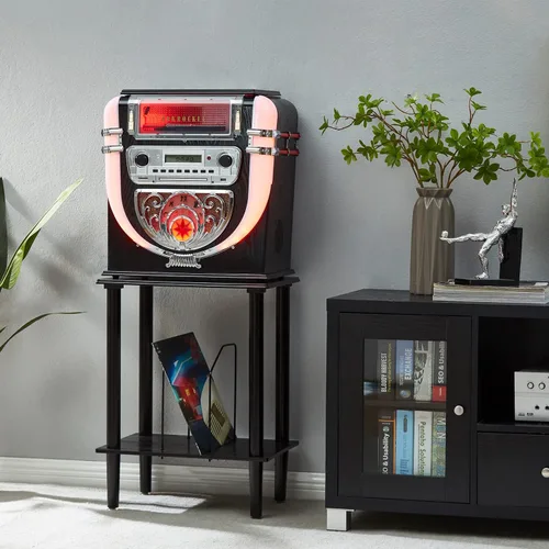 Vista 9 de Arkrocket Boston Jukebox - Sistema de entretenimiento con soporte Bluetooth reproductor de CD FM Radio SD USB